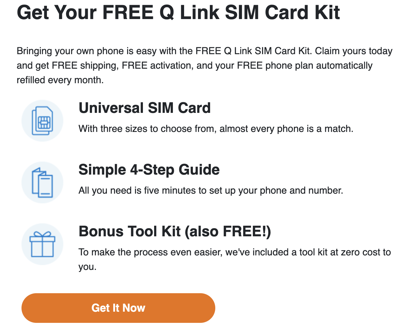 free qlink sim card